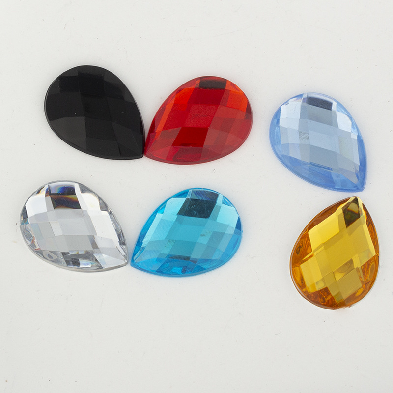 Imitation Taiwan flat water drop turtle surface acrylic diamond wall-mounted clock, alloy phoenix tail dot diamond accessory, diy jewelry, applied-diamond Item Picture