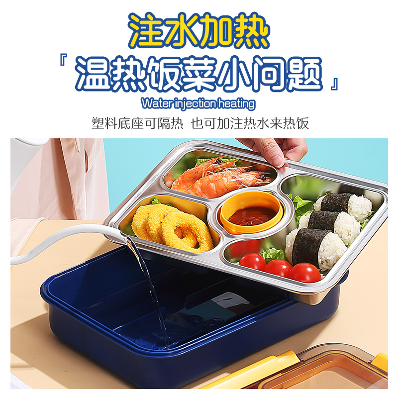 The new Japanese style simple 304 stainless steel independent sealed division bento box three boxes with PP bowl school lunch box Application Scenario