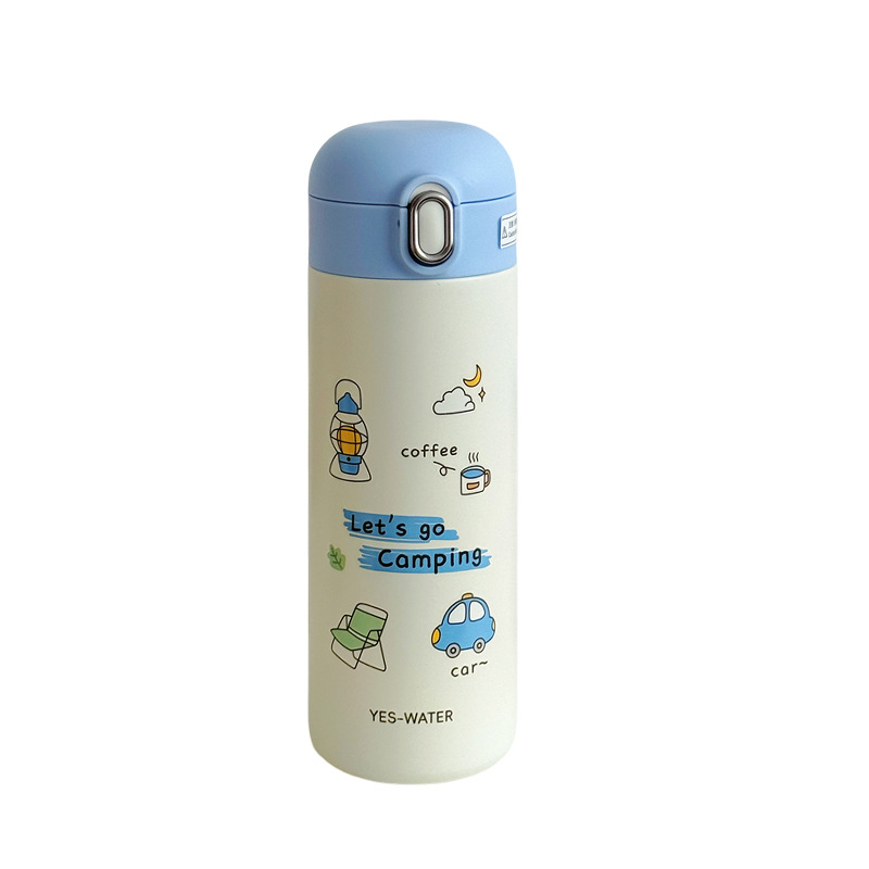 New cartoon camping-style bouncing straight insulated cup, 316 stainless steel student and children's insulated cup manufacturer wholesale Item Picture