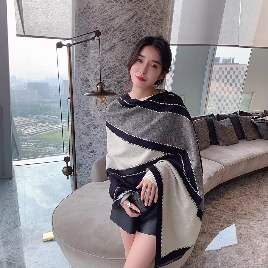 New Jacquard Winter Imitation Cashmere Scarf Women's Fashion Double Sided Everything Warm Live Amazon Shawl Wholesale