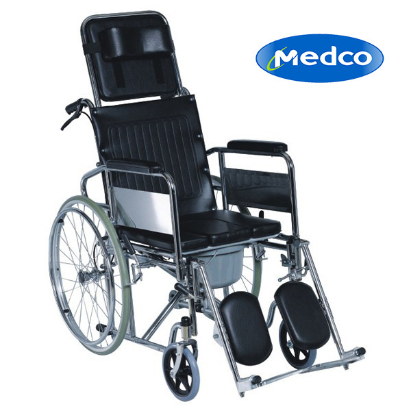Cross-border food delivery exclusive multi-functional wheelchair, electroplated material with toilet bowl, home elderly and disabled walking aid wheelchair