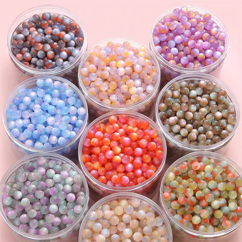 Dreamy cream-colored colored round beads, resin beads, loose beads, diy handcrafted beaded bracelets, necklaces and accessories details Picture