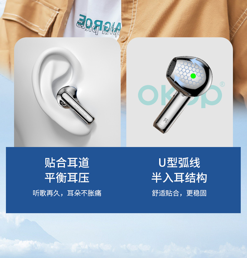 203蓝牙耳机跨境爆款高音质真无线音乐数显蓝牙5.3通话舒适带降噪详情8