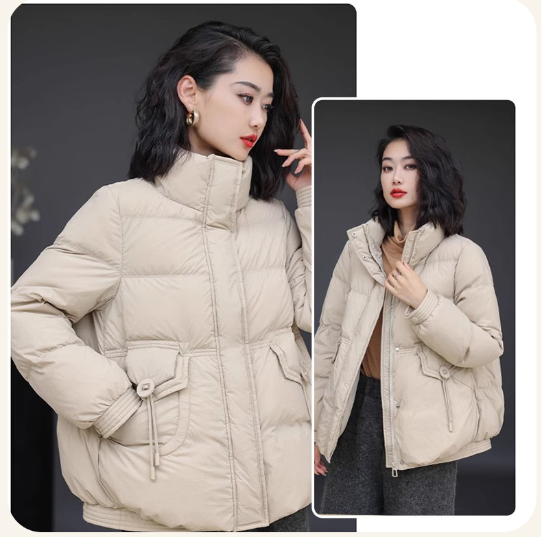 Down jacket for women 2025 Short winter coat, high-end Korean style fashionable white duck down jacket for women pic 15