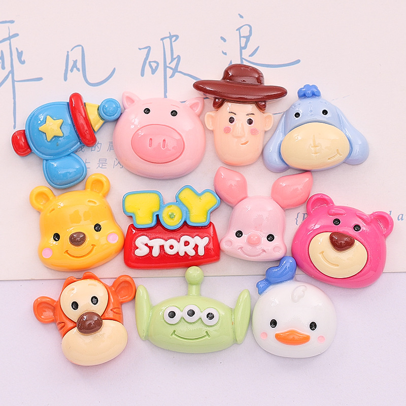 Bright Face Cartoon Story Series Diy Cream Glue Mobile Phone Case Shoe Buckle Hairpin Resin Accessories Wholesale
