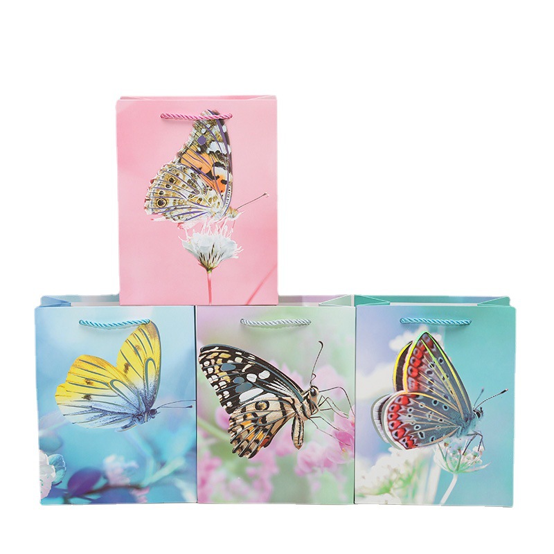 Ladies Vivid Butterfly Gift Bag Tote Bag Paper Bag Clothing Shopping Bag Birthday Return With Hand Gift South America Item Picture