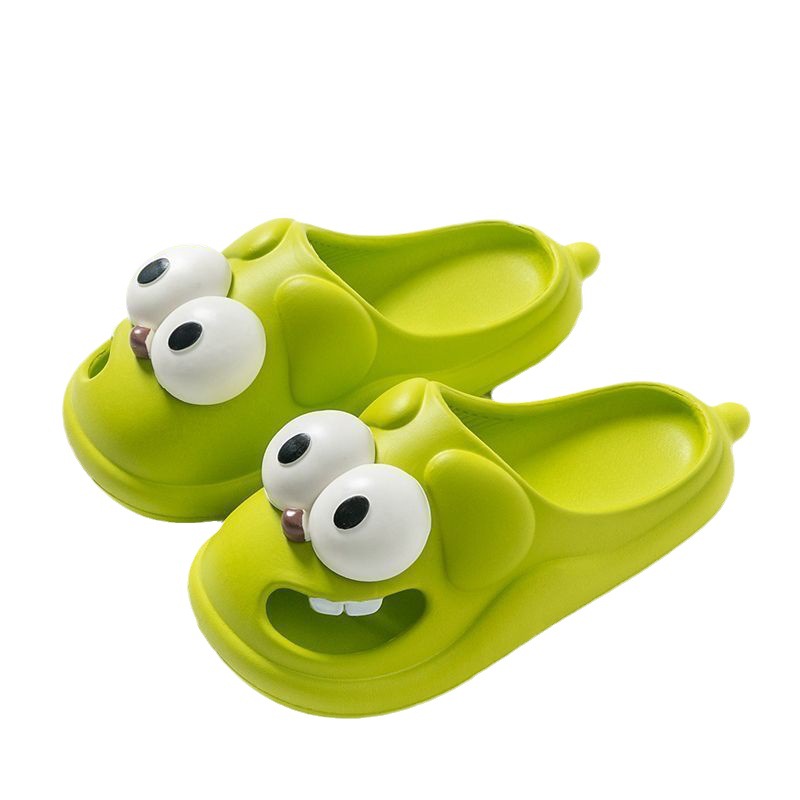 Cute Big Eye Dog Slippers Wear Female Summer Home Indoor Non-Slip Baotou Cave Shoes Thick Soles Stepping On Shit Slippers Item Picture