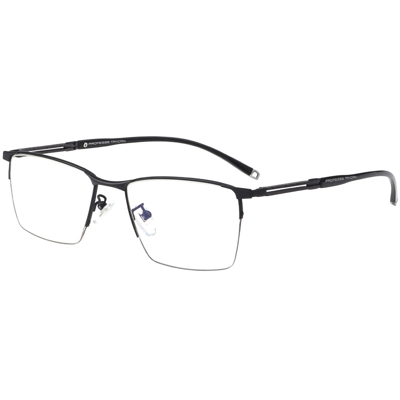 混批纯钛超轻眼镜架男士商务半框眼镜框近视眼镜光学架 厂家直销详情图5
