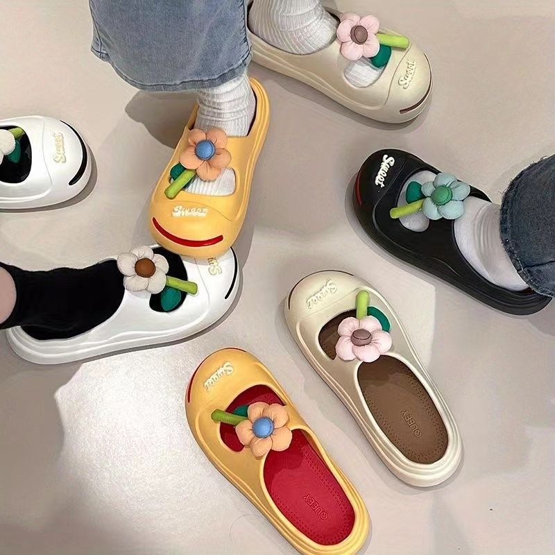 开口笑半包半拖鞋女士2023夏季新款时尚百搭可爱学生厚底凉拖鞋女