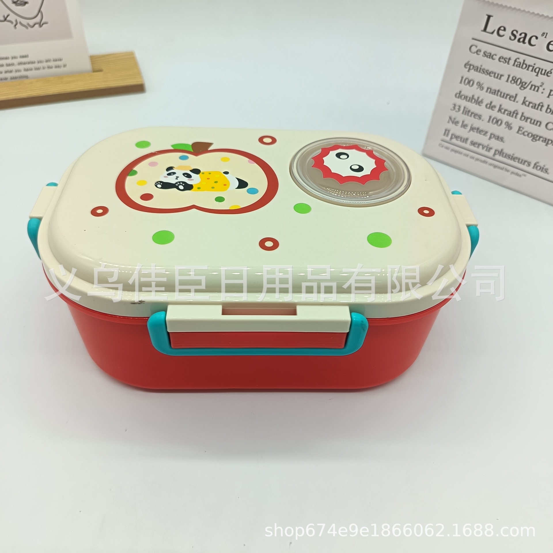 Amazon's best-selling microwave oven, apple panda pattern, high appearance level lunch box, cute lunch box for children and students at work Specification drawing