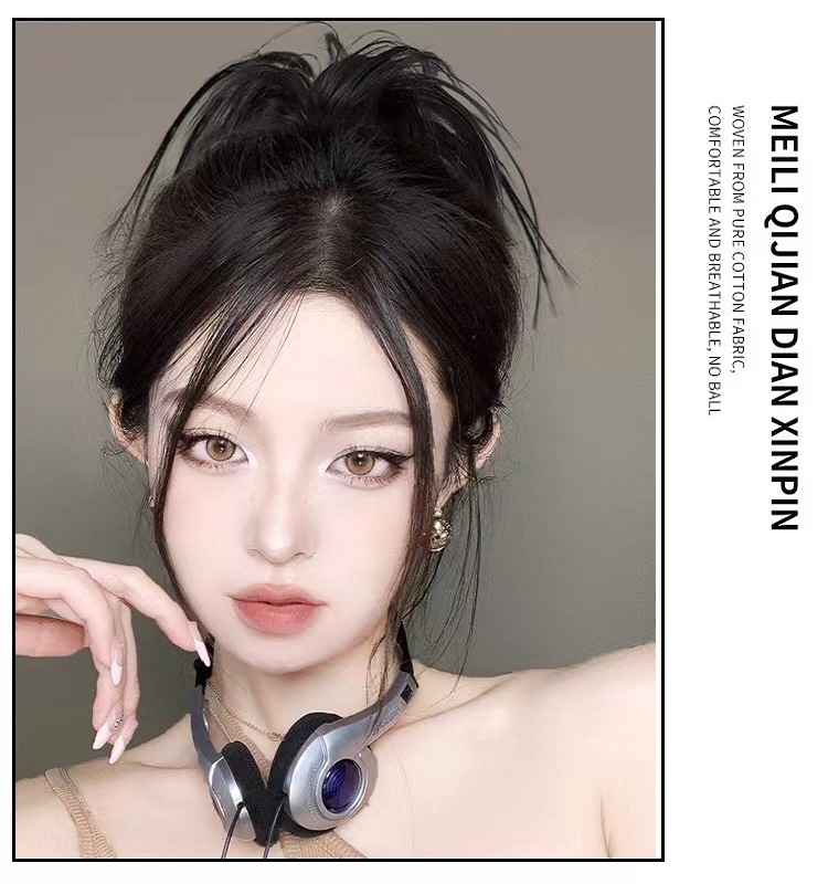 Bun hairstyle fake hair hair hoop, lazy person's hair bun magic tool, realistic hair, fluffy and natural, hot girl chicken nest bun hairstyle hair hoop details Picture