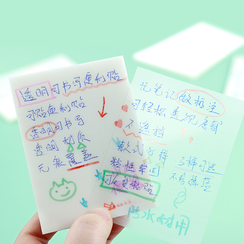ins simple and popular PET transparent sticky notes for students to take notes can be torn off and glued, convenient for N times discount goods wholesale Application Scenario