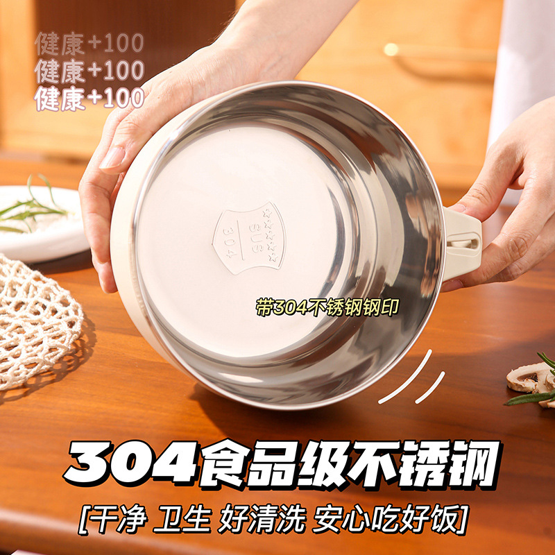 Instant Noodle Bowl Dormitory Students With Cover Can Drain Japanese Instant Noodle Ware Stainless Steel Canteen To Make Rice Instant Noodle Rice Bowl Application Scenario