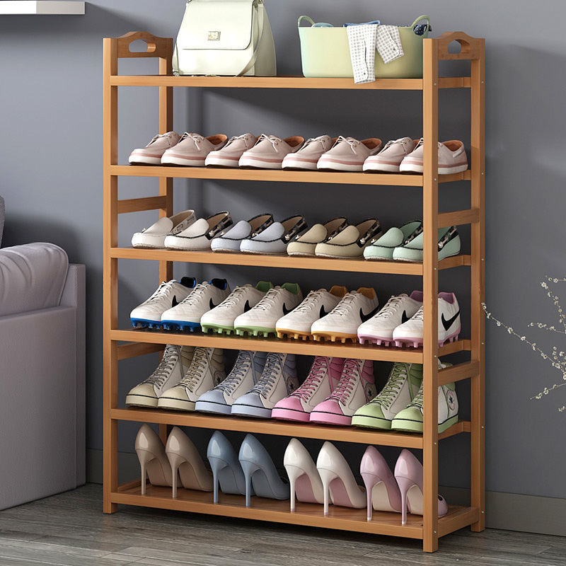 Bamboo Shoe Rack Simple Multi-Layer Household Door Economical Dust-Proof Shoe Cabinet Solid Wood Space Saving Storage Shelf details Picture