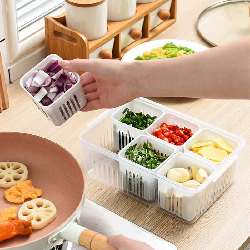 简约便捷葱花保鲜盒带盖分格葱花冰箱保鲜盒葱姜蒜水果蔬菜食物带图