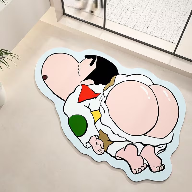 Crayon Shin-chan cute cartoon bathroom floor mat, toilet door mat, anti-slip and water-absorbing diatom mud soft pad details Picture