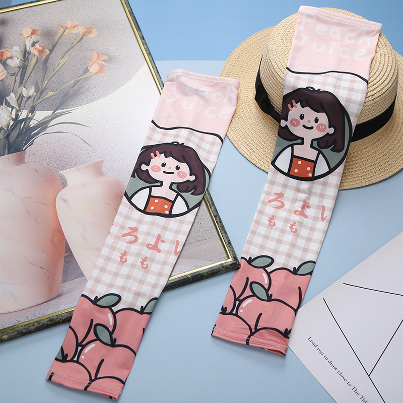 ins Hyuna Art Cartoon cute driving sun protection women's sleeves arm guards ice silk sleeves UV-resistant ice gloves Application Scenario
