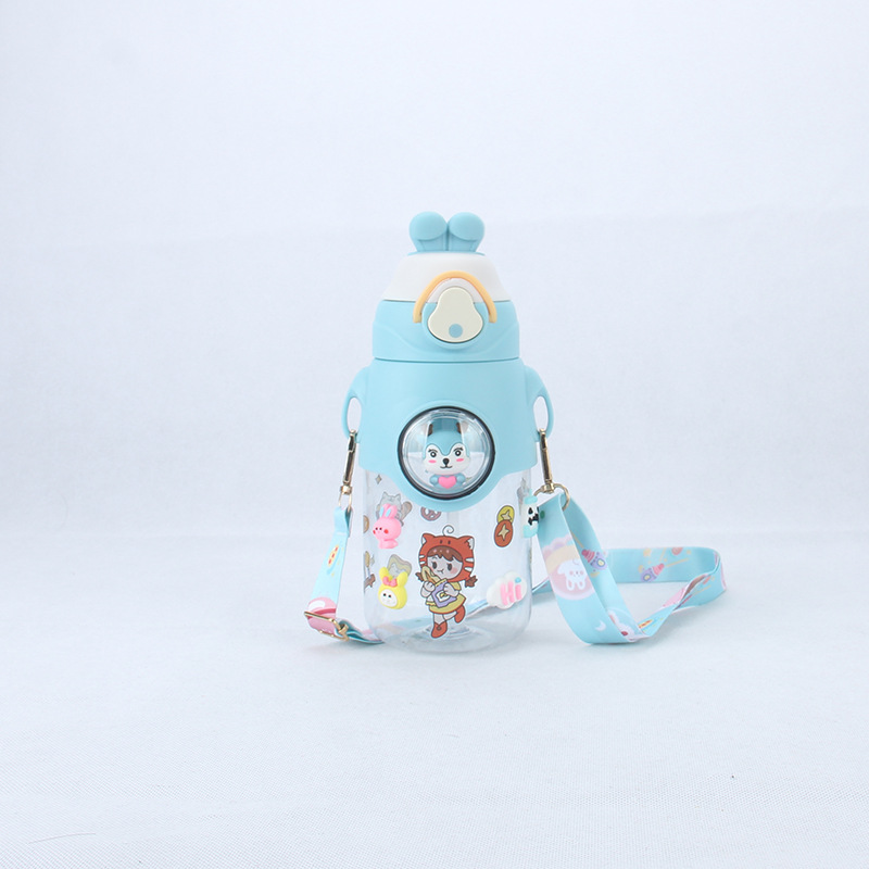 Cute Rabbit Plastic Cup Cartoon Doll Cute Children's Plastic Water Cup Cute Student Rabbit Head Cover Plastic Cup details Picture