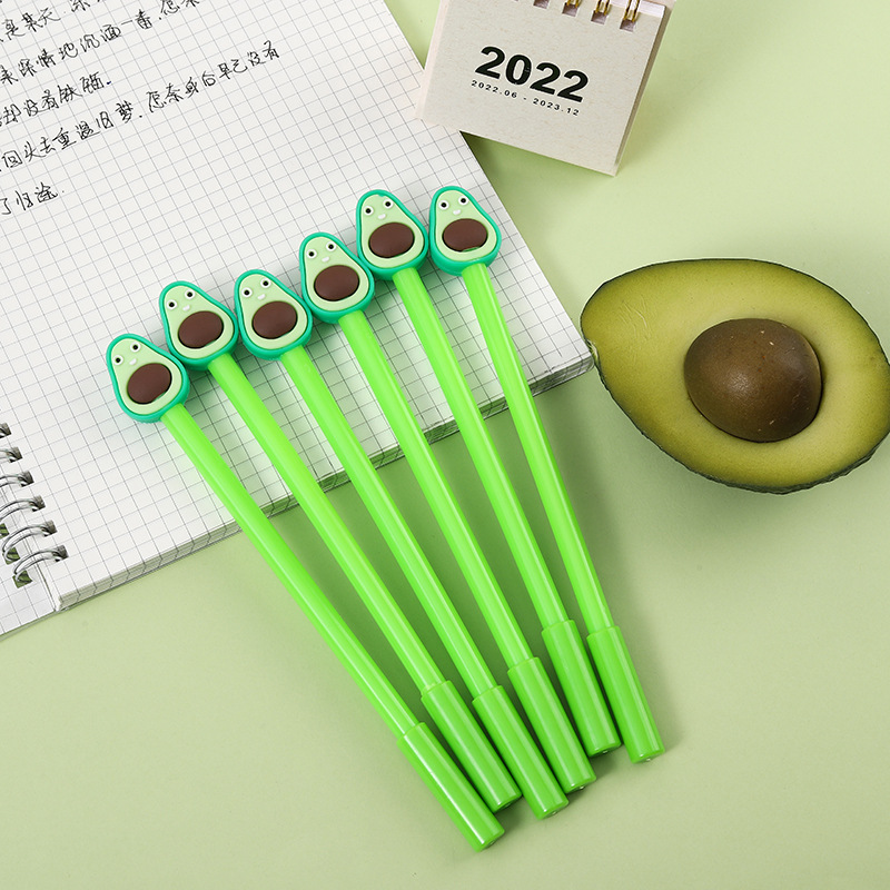Creative Cartoon Soft Glue Avocado Shape Neutral Pen Student Cute Signature Pen Gift Pen Office Stationery Wholesale details Picture