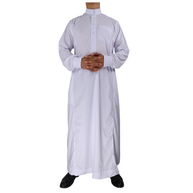 Spot high quality Arab robe Europe and the United States men's national robe collar shirt sleeve Middle East Saudi Arabia clothing details Picture