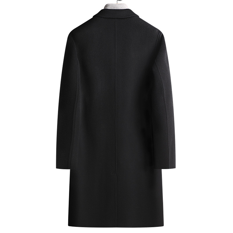 New 100% woolen overcoat for men in autumn and winter, long double-breasted double-sided wool overcoat, knee-length coat for men Specification image