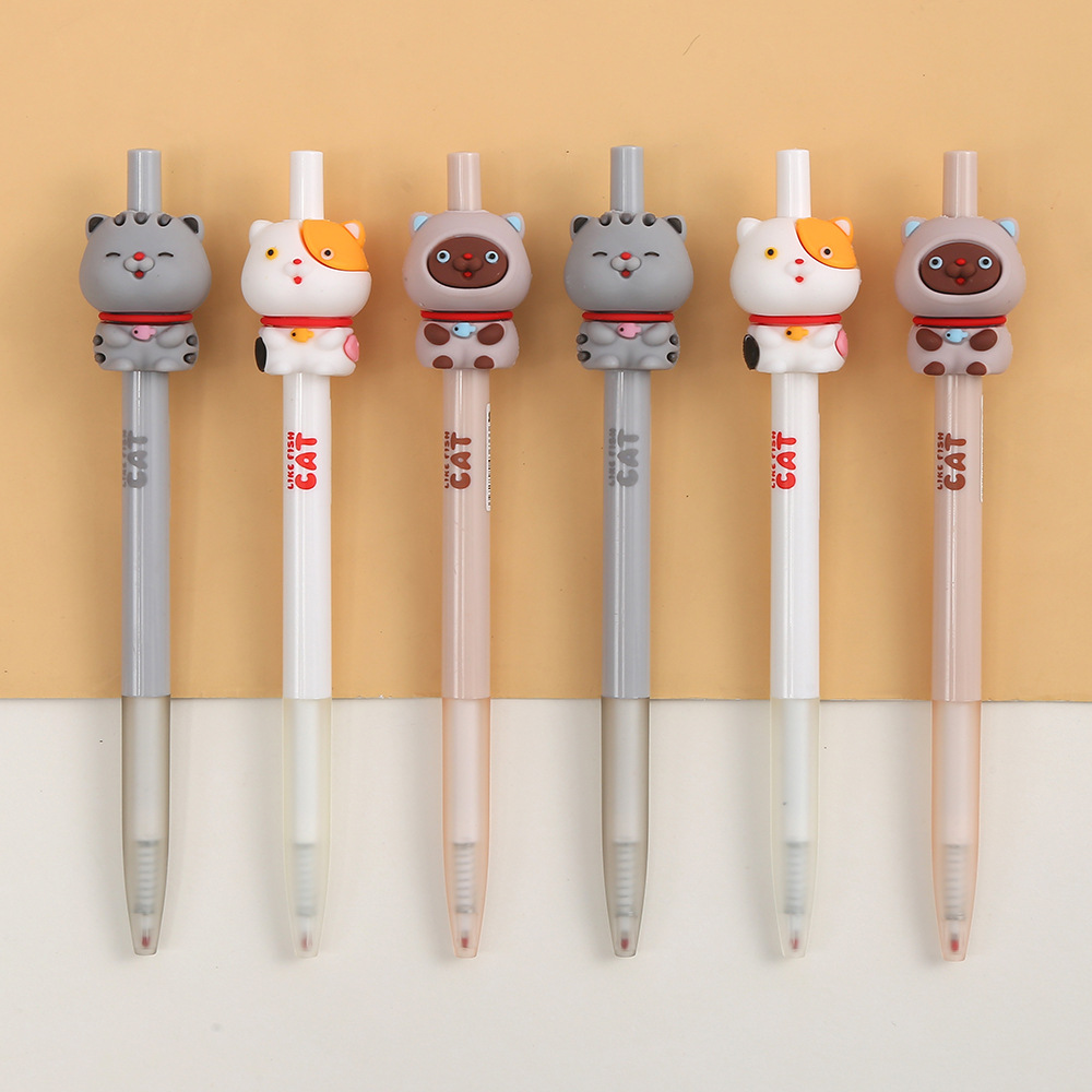 Zhongfan Stationery Silicone Cat Series By Pen Fortune Cat Flower Cat Pressing Water Pen Cute Pet Cat Pen Application Scenario