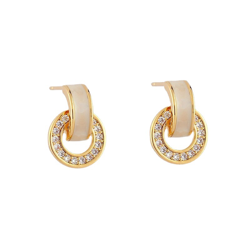 饰品/耳饰/耳钉/珍珠耳环/滴油白底实物图