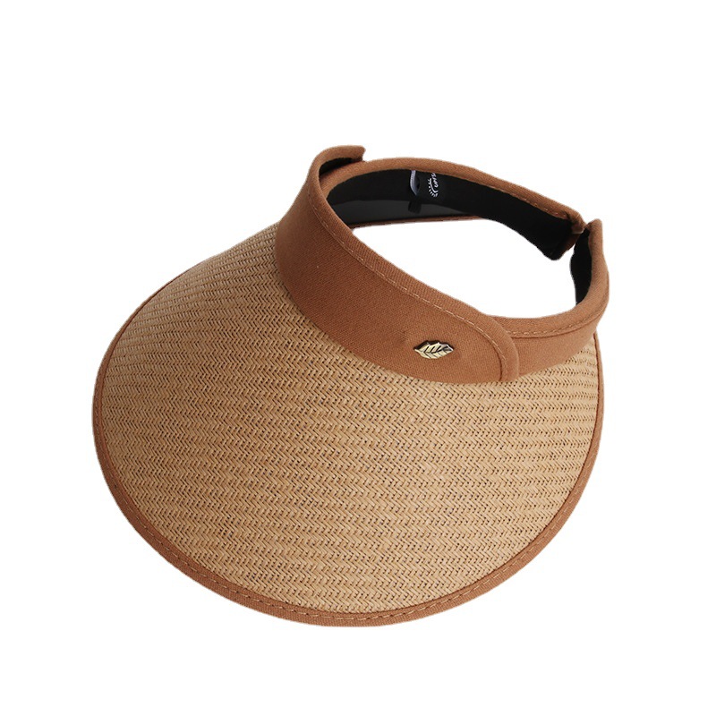 Leaf Pv Empty Top Hat Women's Summer Large Canopy Sunshade Straw Hat All Sun Hat Outdoor Uv Protection Sunscreen Hat Item Picture