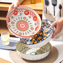 10英寸陶瓷大汤碗波西米亚风浮雕餐具家用饭店酸菜鱼碗批发
