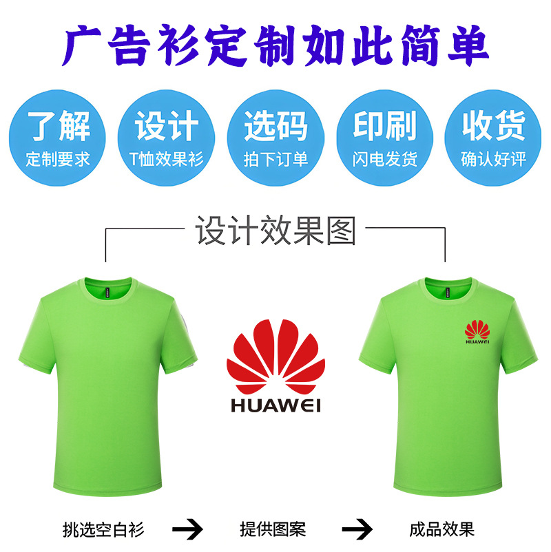 Cotton crew-neck T-shirt custom printed logo advertising shirt work clothes custom summer T-shirt work clothes short sleeve embroidery Specification drawing