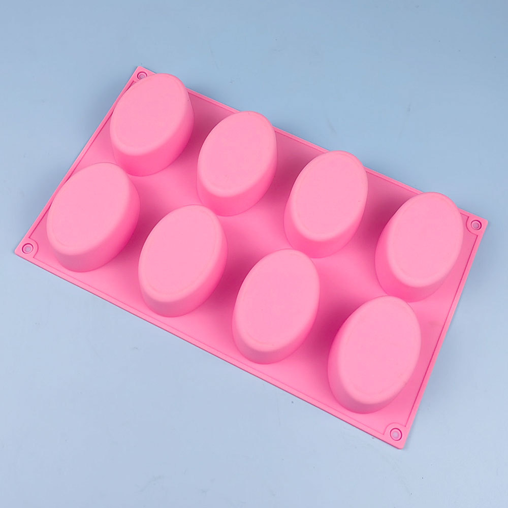 Soap mold, silicone cake baking mold, chocolate pudding ice cube, candle drip glue, 8-hole oval silicone mold Application Scenario