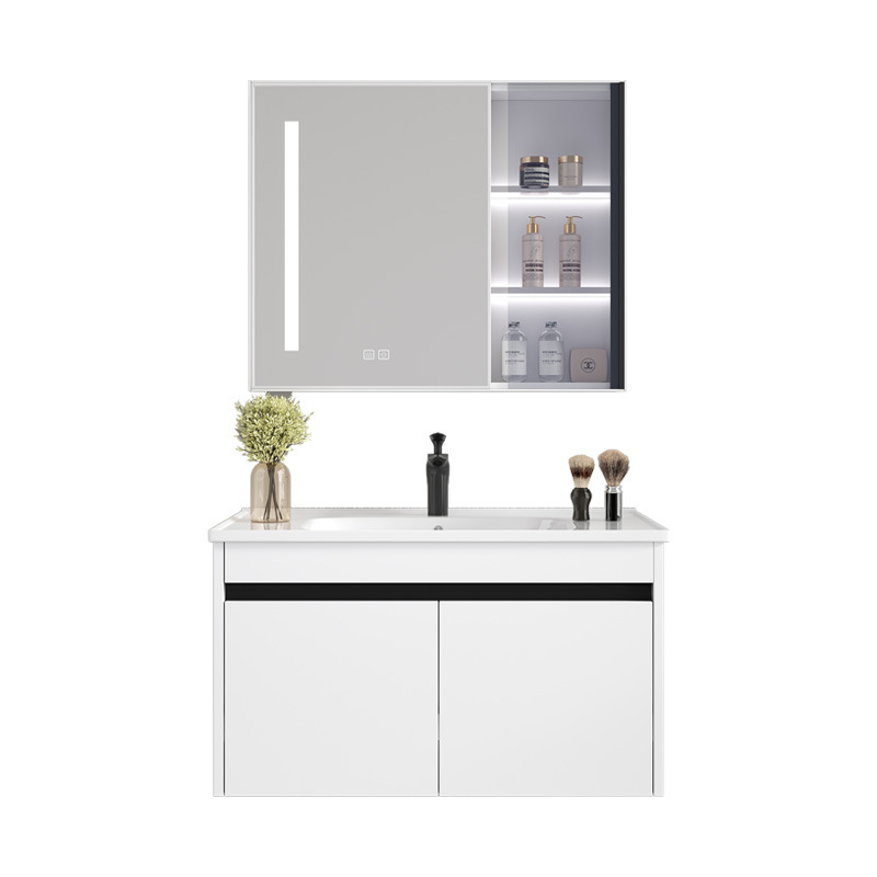 蜂窝铝合金浴室柜陶瓷一体盆卫生间太空铝洗手盆洗脸洗漱台面组合白底实物图