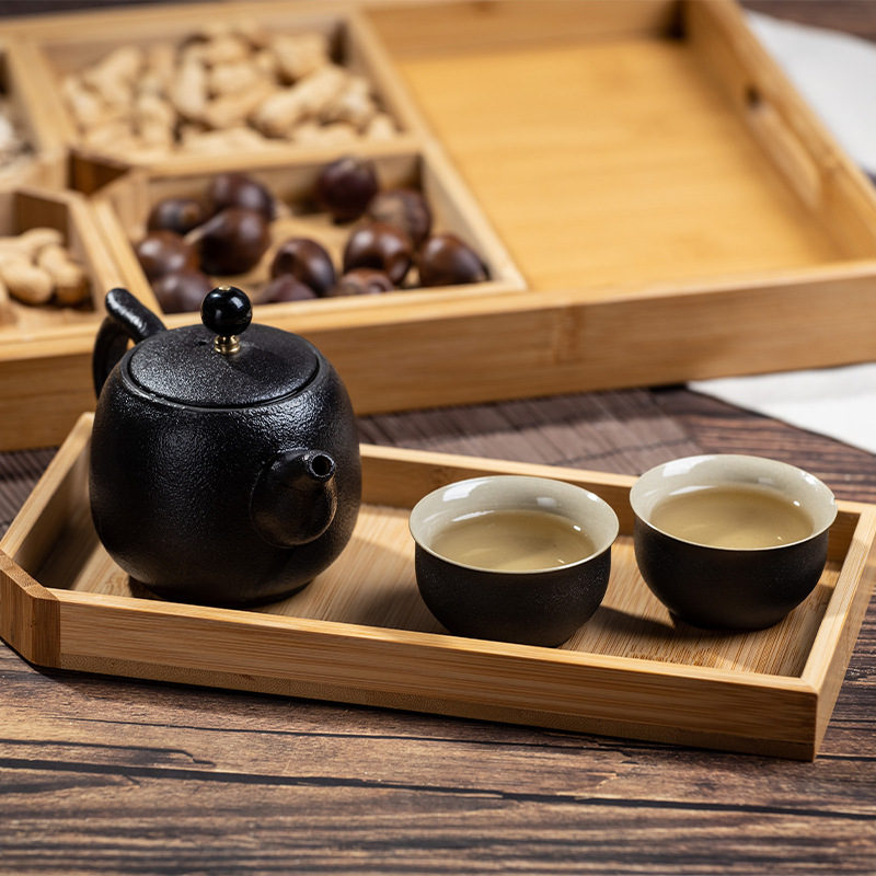 Cook Tea Dried Fruit Tray Candy Box Creative Tray Chinese Wooden Dim Sum Box New Year Home Tea Plate Wholesale Specification drawing