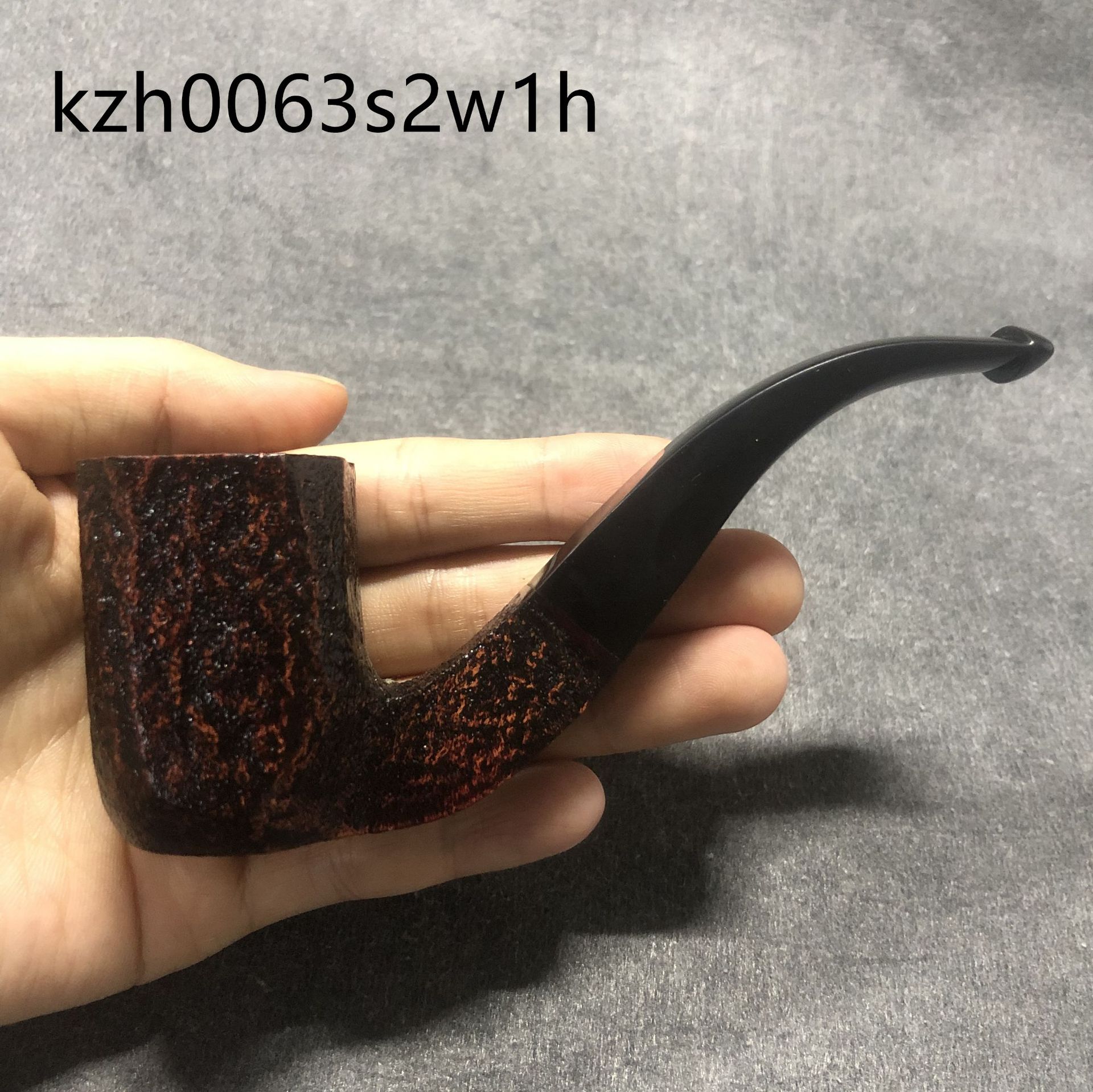 木香自由式手工实木烟斗硫化橡胶烟嘴麻面喷砂石楠木烟斗厂家专供