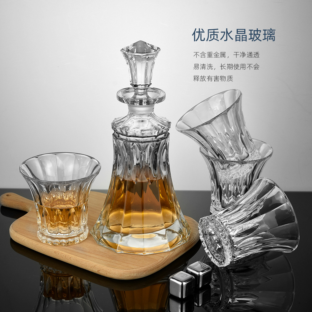 Crystal Glass Wine Glass Bottle Brand Whiskey Wine Set Light Luxury Crystal Glass Wine Set Irregular Wine Bottle Set details Picture