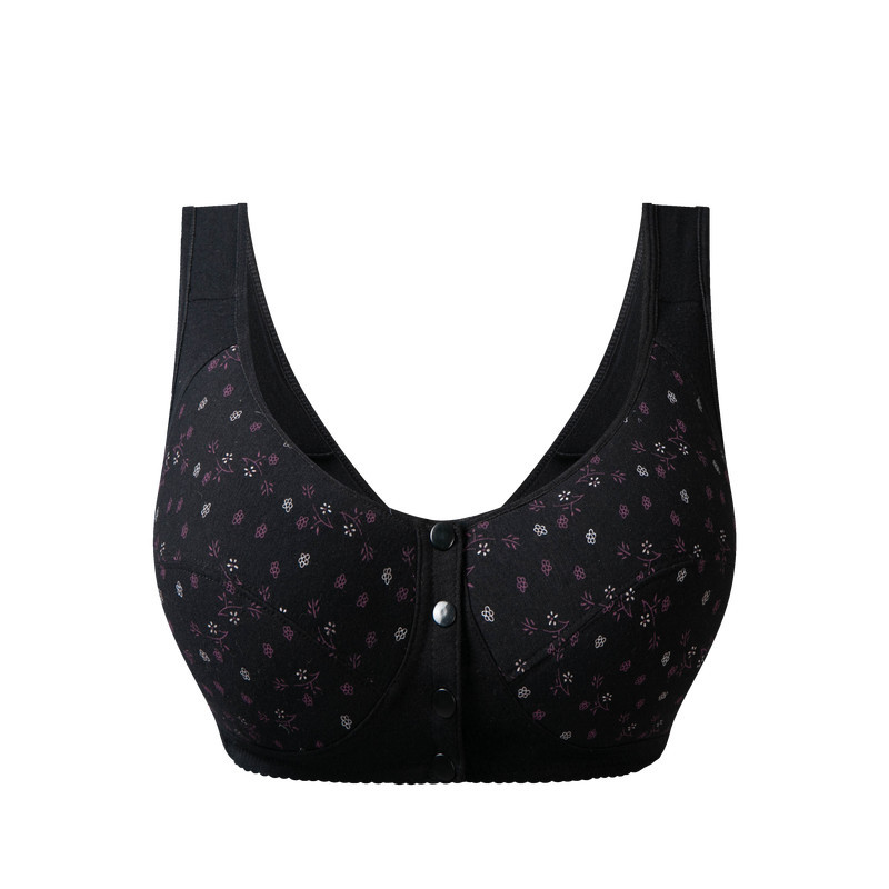 Front-buttoned bras for mothers, cotton-padded undergarments, printed bras for middle-aged and elderly women, and mothers' underwear