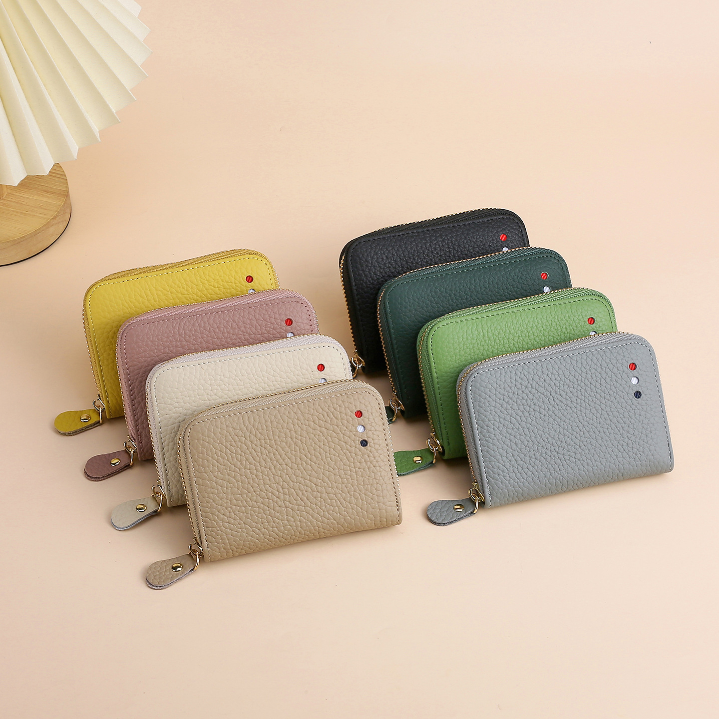 日式零钱包拉链卡套女款风琴卡包大容量亚马逊卡包真皮防盗刷卡包