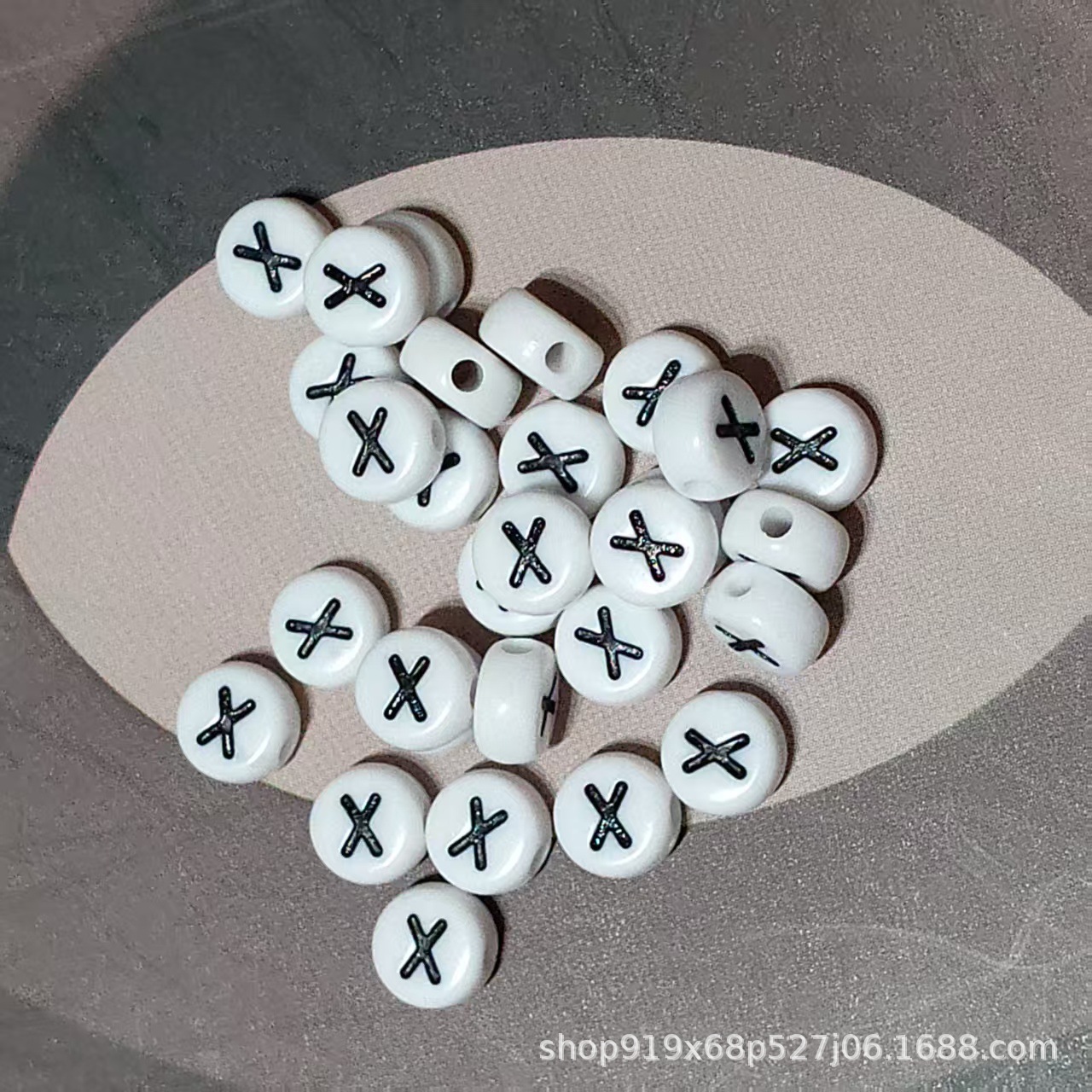 亚克力字母珠穿孔扁圆形珠子塑料串珠DIY手工材料儿童饰品配件详情5
