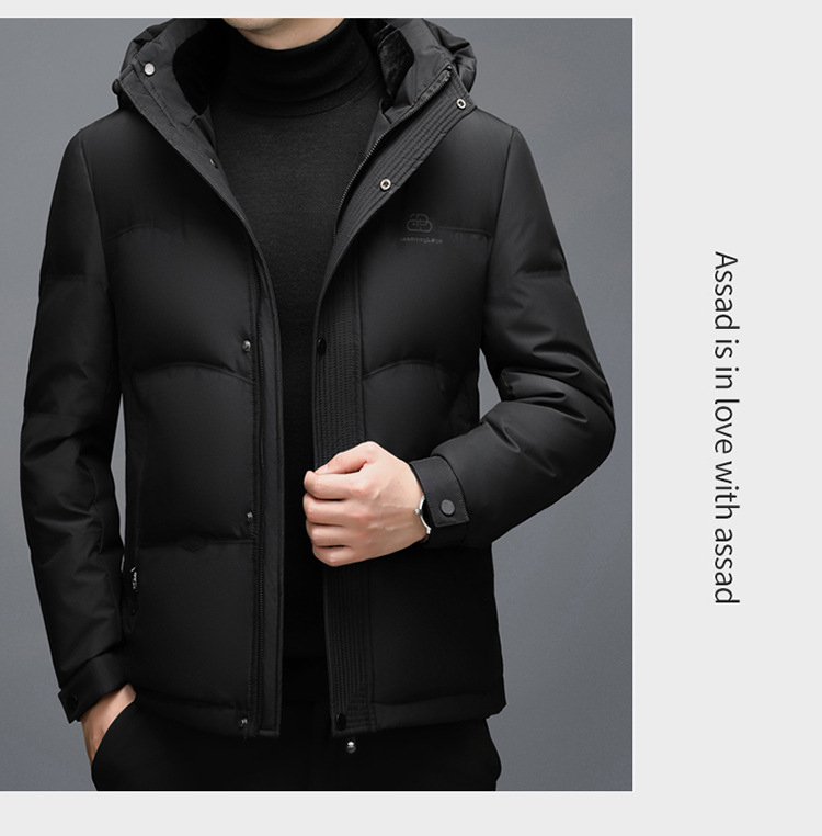 The new hooded down jacket for men in winter is warm and thick. The white duck down casual business jacket for middle-aged dads is trendy pic 13