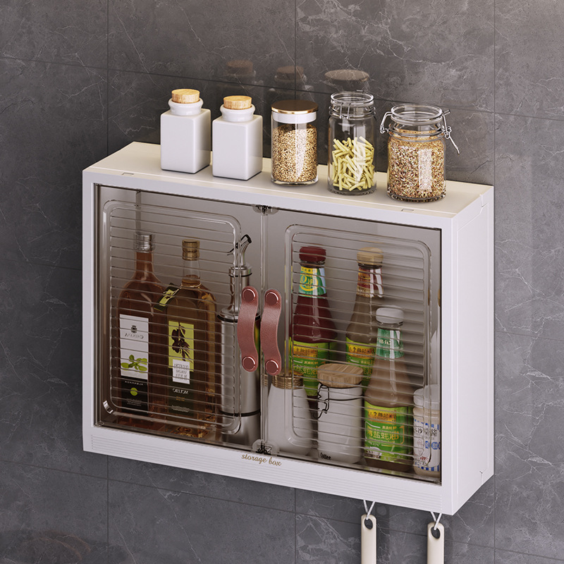 Non-drilling wall-mounted storage box cabinet, light luxury style, dust-proof wall-mounted storage box shelf, cosmetics