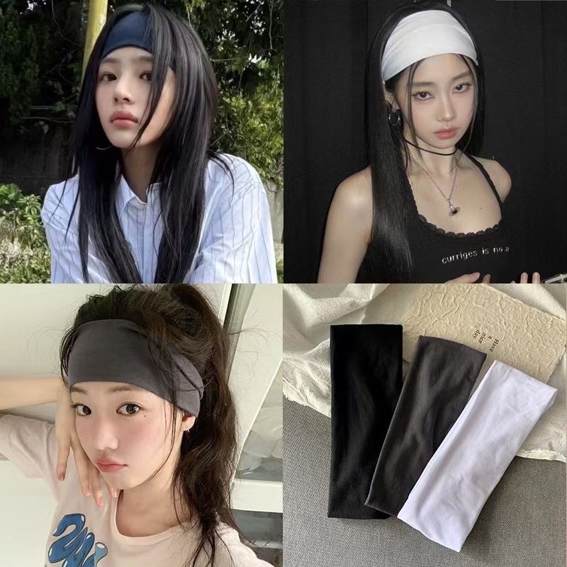 minji Kim Min Chi's same style knitted hair band, versatile fitness hair band, simple hair rope, sports elastic headband for women