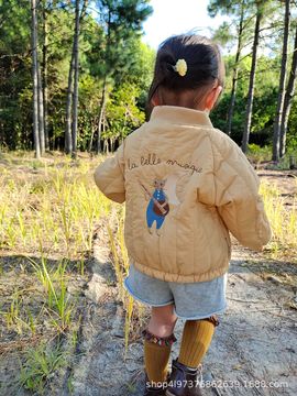 Danish konges slojd children's autumn and winter embroidered pilot jacket, baby sandwich thin cotton jacket, zipper top