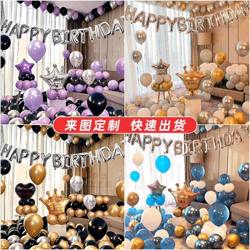 女朋友生日派对场景布置装饰品套装男生女生儿童主题装饰气球套餐