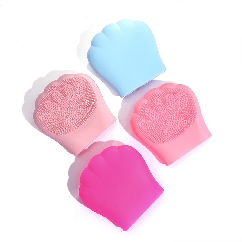 Cat Claw Face Wash Brush Deep Cleansing Exfoliating Double-Sided Silicone Cleanser Baby Bath Brush Rose Red details Picture