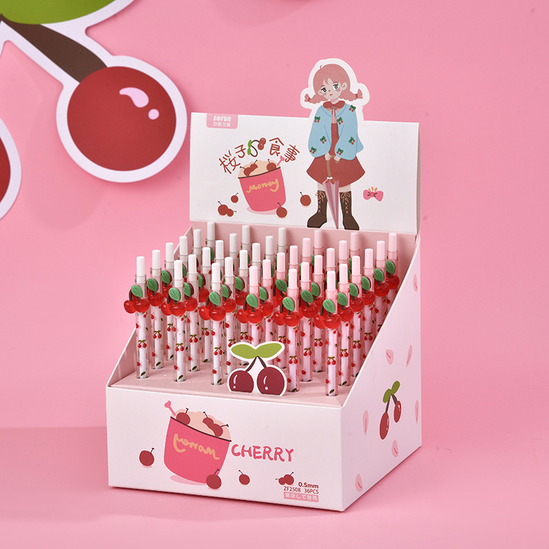 Cherry Army Series Cartoon Fashion Stationery Pen ZF2508 Cherry Student Press Gel Pen Office supplies details Picture