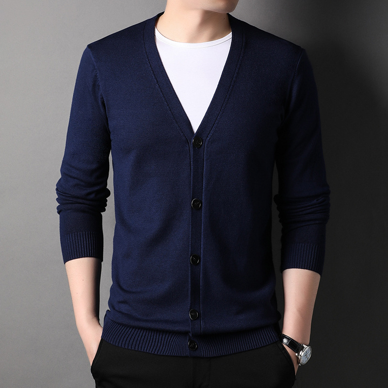 Spring and Autumn new knitted cardigan for men, Korean-style youth fashion casual single-breasted slim V-neck sweater coat Specification image
