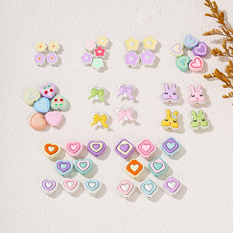 Amazon new love candy color goteo de aceite accesorios DIY orificio recto con cuentas cadena de teléfono accesorios accesorios venta directa details Picture