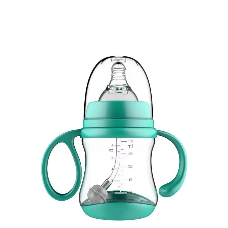 Baby bottle over one year old PP plastic with handle 180ml240ml300ml anti-flatness pacifier bottle wholesale Item Picture