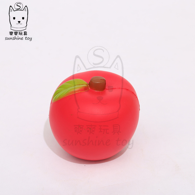 厂家批发仿真绿叶pu苹果发泄玩具 高回弹发泡海绵压力球印刷logo详情图3