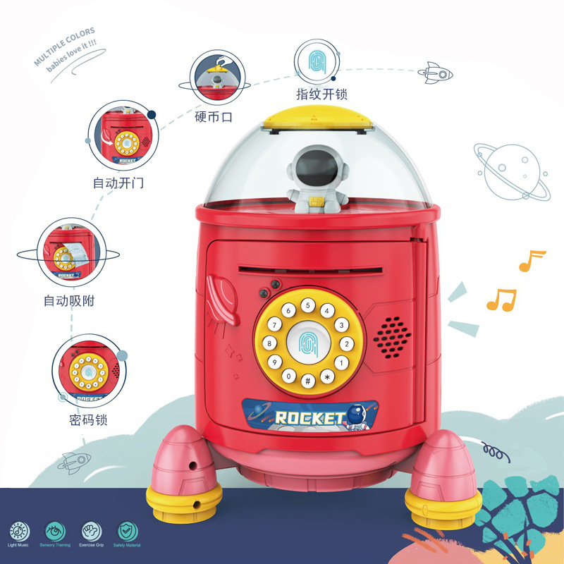 Space piggy bank toy savings ATM automatic roll money fingerprint password safe manufacturer direct sales full figure